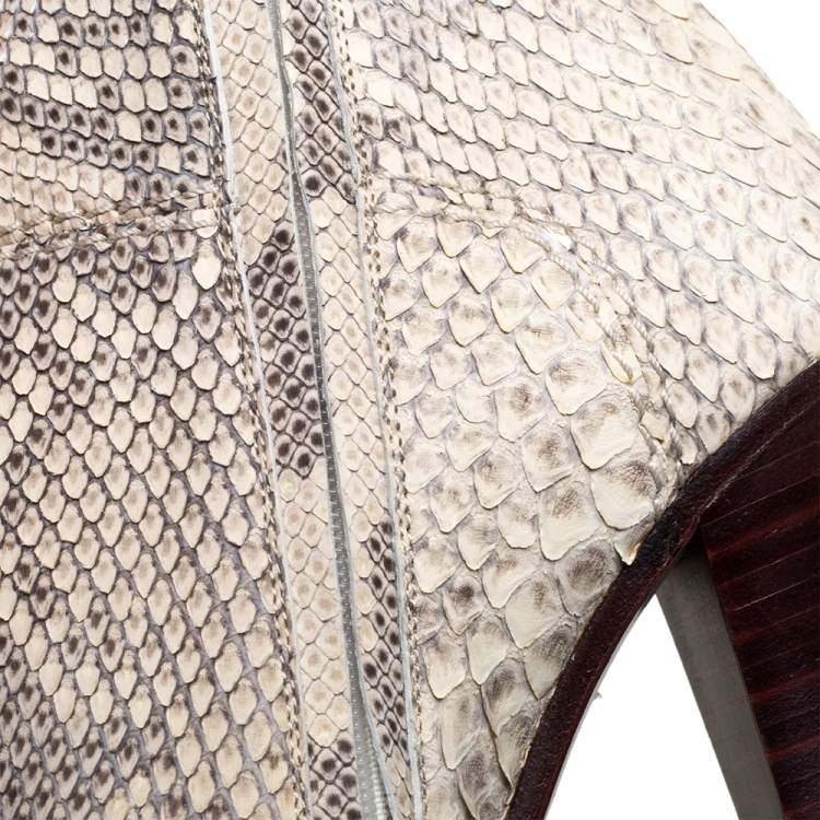 Pre Owned Chloé Two Tone Python Knee High Adelie Boots Size 35