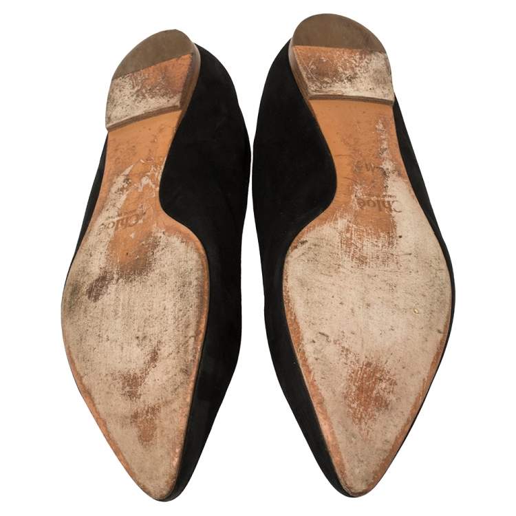 Pre Owned Chloe Black Suede Ballet Flats Size 41