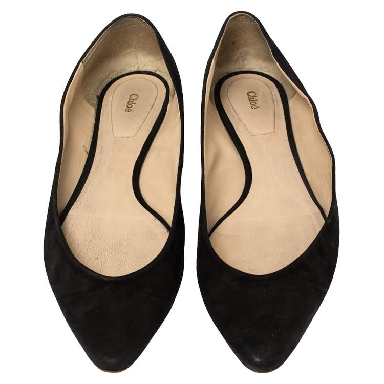 Pre Owned Chloe Black Suede Ballet Flats Size 41