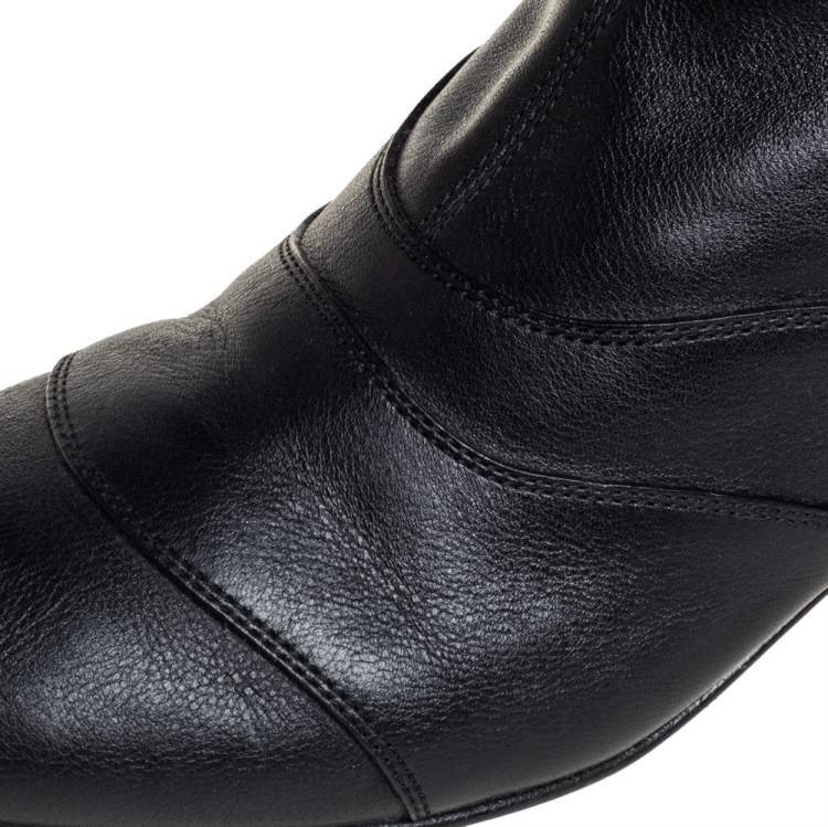 Pre Owned Chloe Black Leather Double Zipper Ankle Boots Size 41
