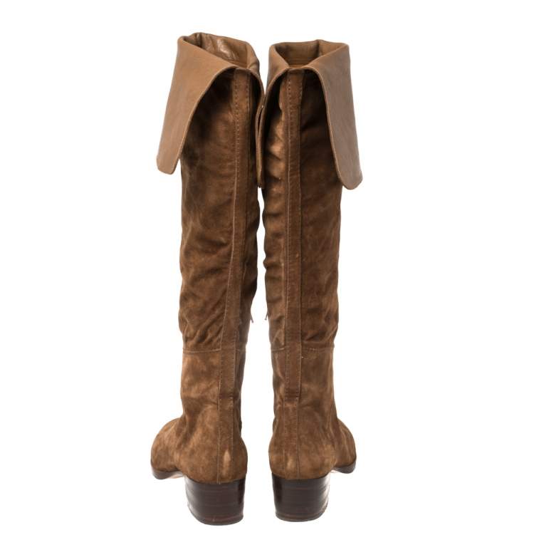 مملوكة مسبقًا Chloe Brown Suede Over The Knee Boots Size 40