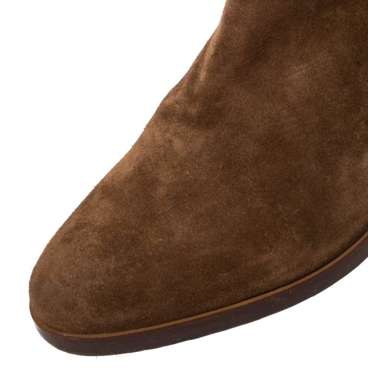 مملوكة مسبقًا Chloe Brown Suede Over The Knee Boots Size 40