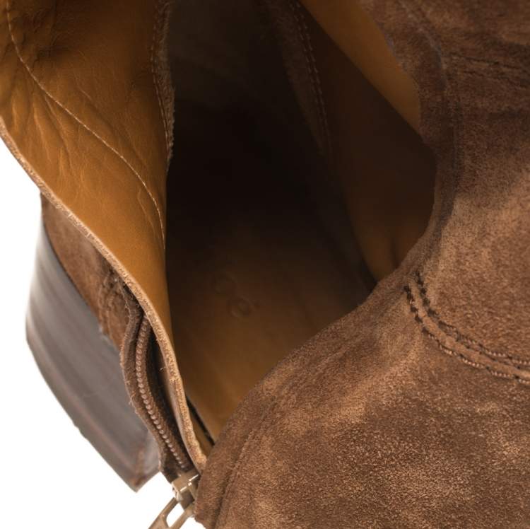 مملوكة مسبقًا Chloe Brown Suede Over The Knee Boots Size 40