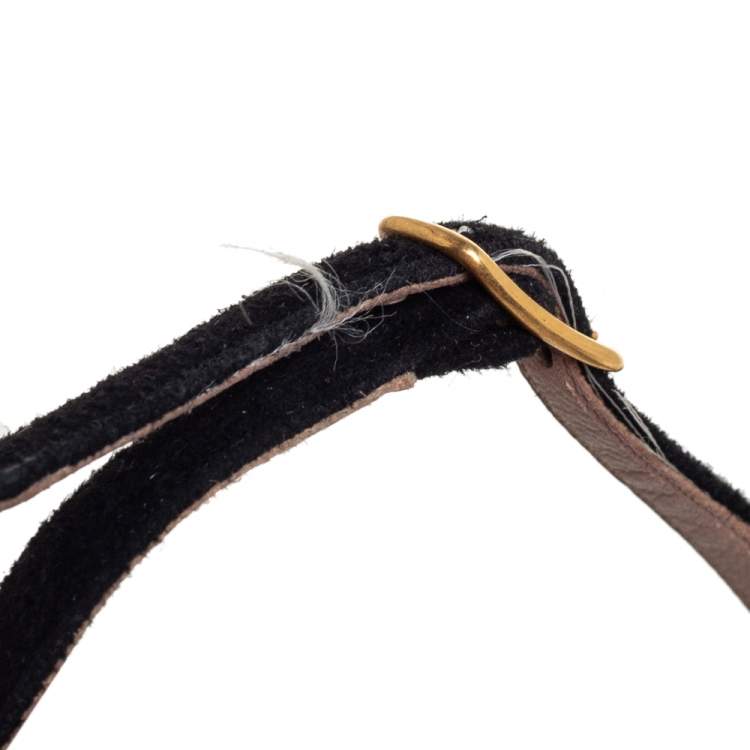 Pre Owned Chloé Black Suede And Patent Leather Ankle Strap Sandals Size 40