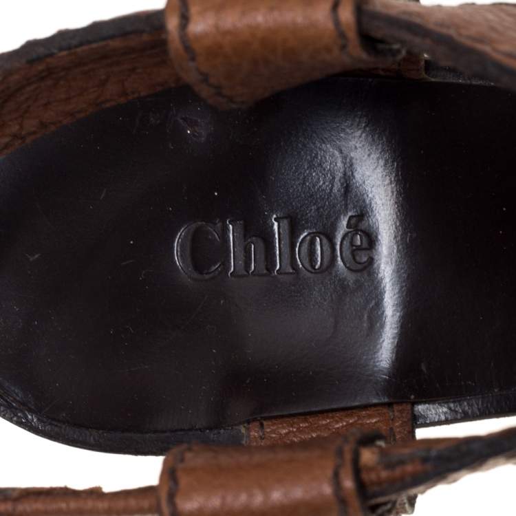 مملوكة مسبقًا Chloé Brown Leather Ankle Strap Sandals Size 39.5