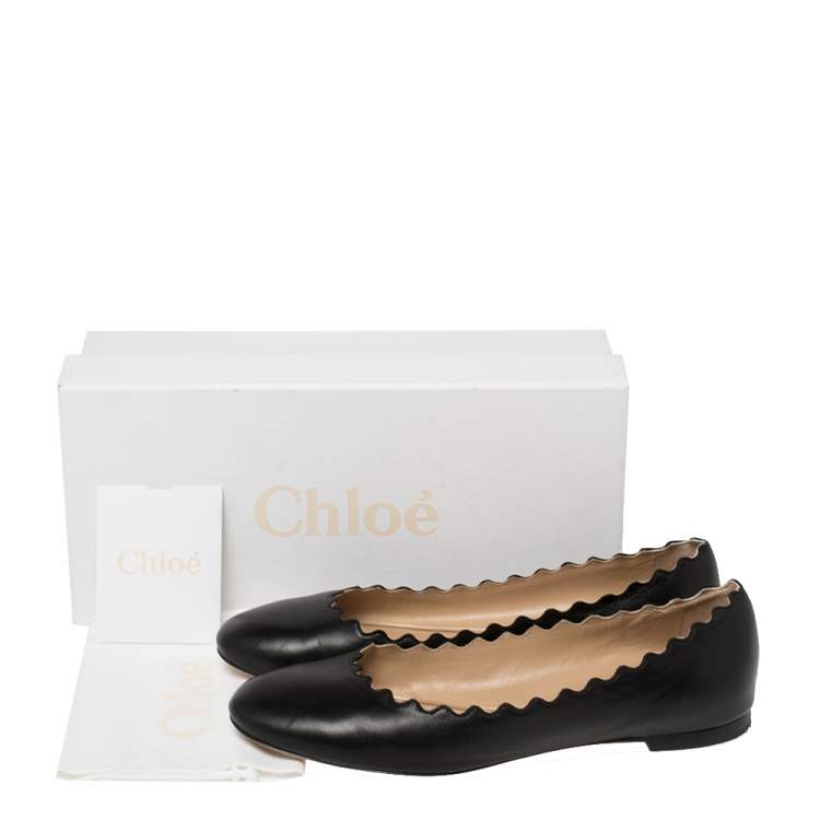 Pre Owned Chloé Black Leather Lauren Ballet Flat Size 39