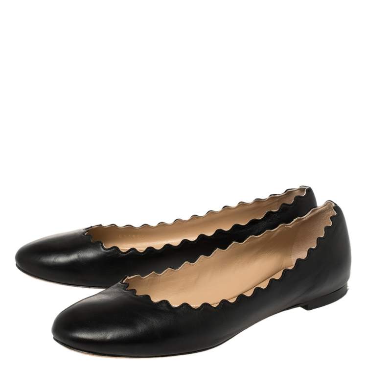 Pre Owned Chloé Black Leather Lauren Ballet Flat Size 39