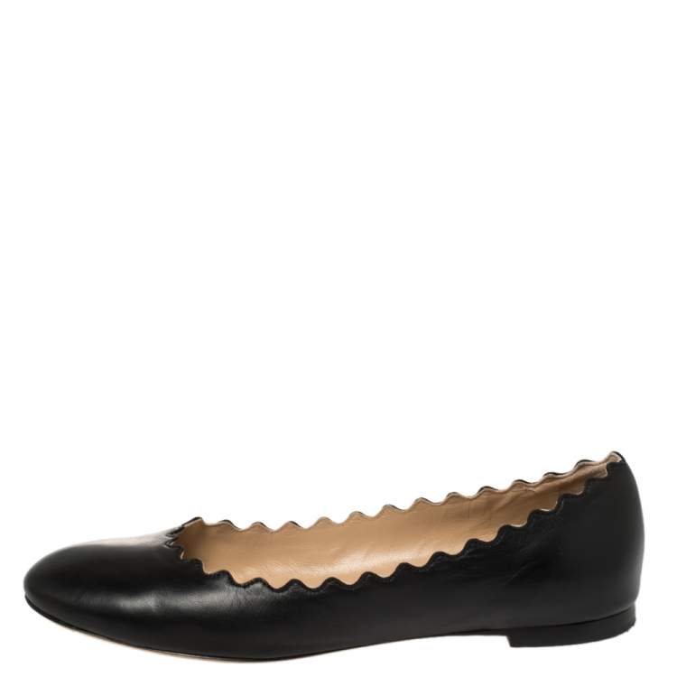 Pre Owned Chloé Black Leather Lauren Ballet Flat Size 39