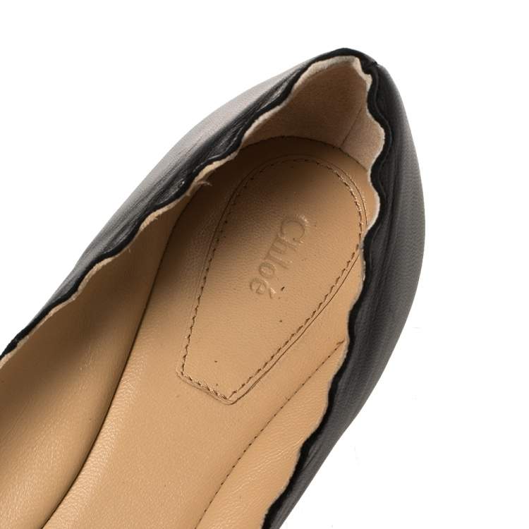 Pre Owned Chloé Black Leather Lauren Ballet Flat Size 39