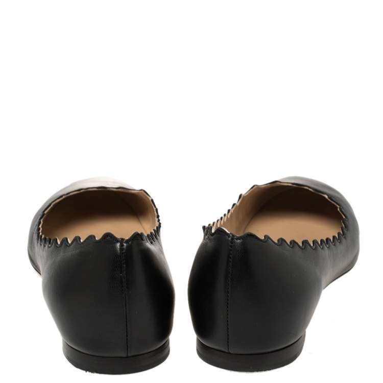 Pre Owned Chloé Black Leather Lauren Ballet Flat Size 39