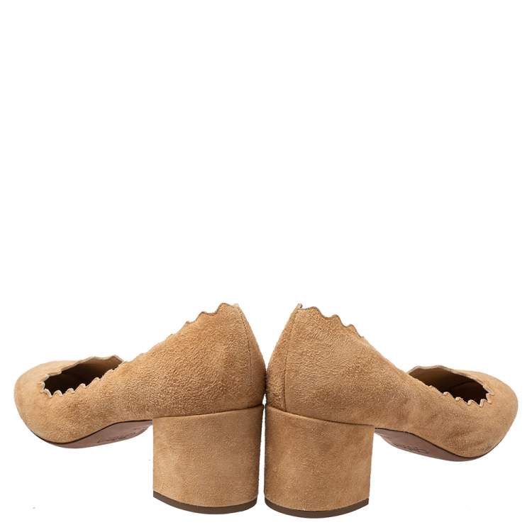 Pre Owned Chloé Beige Suede Lauren Pumps Size 36.5