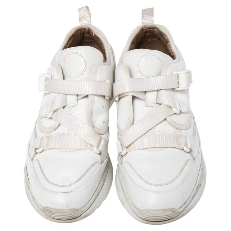 Pre Owned Chloe White Leather Sonnie Slip On Sneakers Size 38