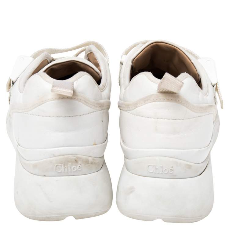 Pre Owned Chloe White Leather Sonnie Slip On Sneakers Size 38