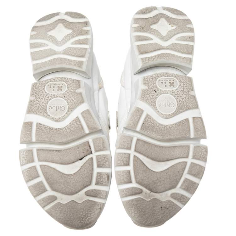 Pre Owned Chloe White Leather Sonnie Slip On Sneakers Size 38