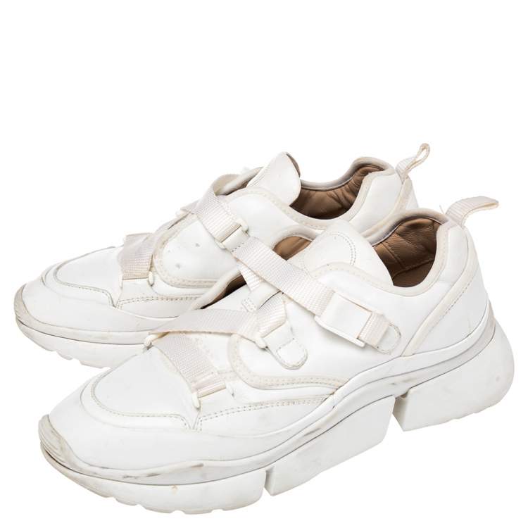 Pre Owned Chloe White Leather Sonnie Slip On Sneakers Size 38