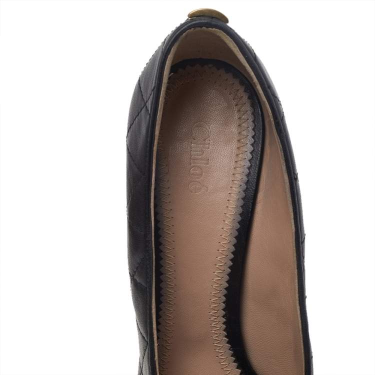 Pre Owned Chloe Black Leather Embellished Pumps Size 39
