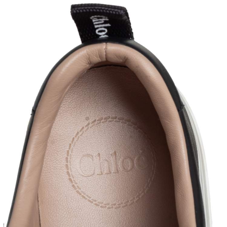 Pre Owned Chloe Black Leather Lauren Low Top Sneakers Size 38