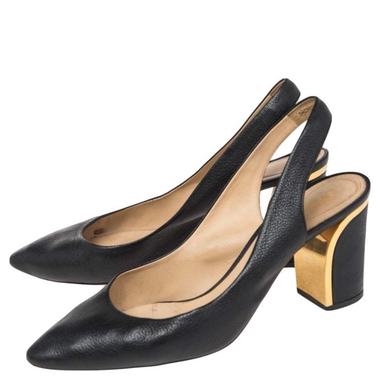 Pre Owned Chloe Black Leather Slingback Sandals Size 40