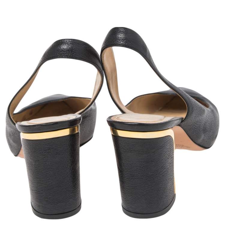 Pre Owned Chloe Black Leather Slingback Sandals Size 40