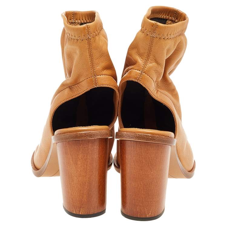 Pre Owned Chloe Brown Leather Ankle Length Boots Size 39