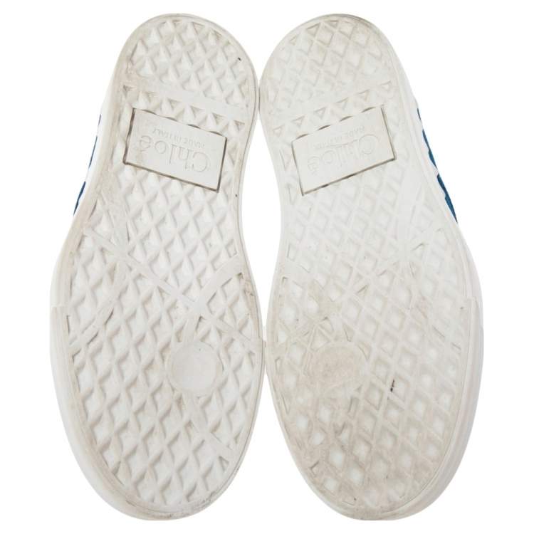 مملوكة مسبقًا Chloe Blue Suede Ivy Scallop Slip On Sneakers Size 36