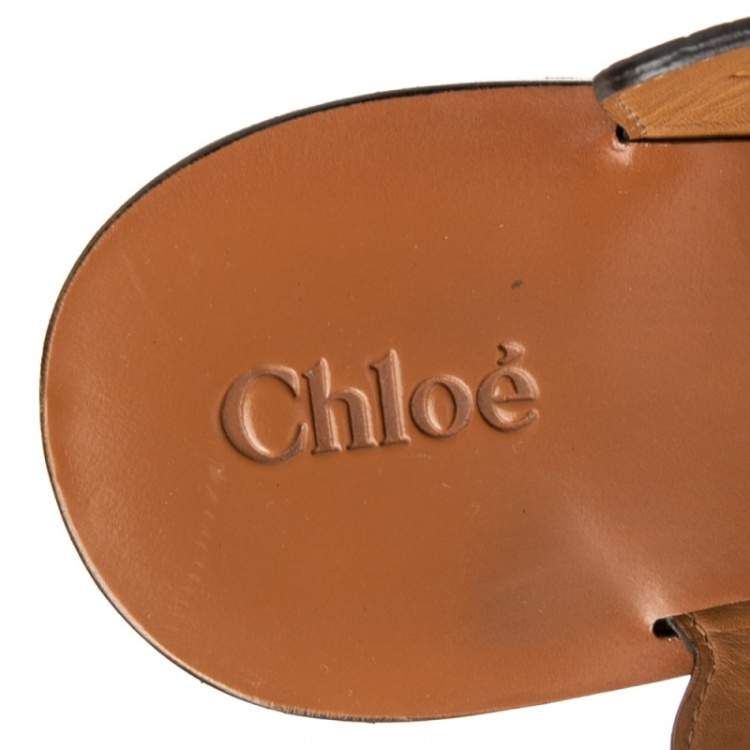 Pre Owned Chloe Two Tone Python Embossed Leather Lauren Strappy Flat Sandals Size 39
