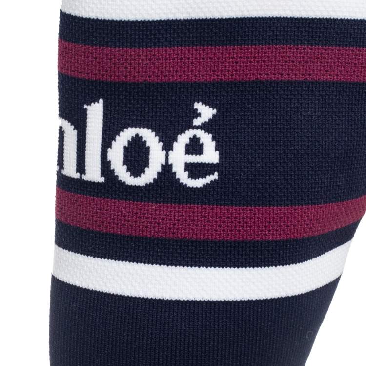 Pre Owned Chloe Blue Knit Fabric Logo Sock Boots Size 38