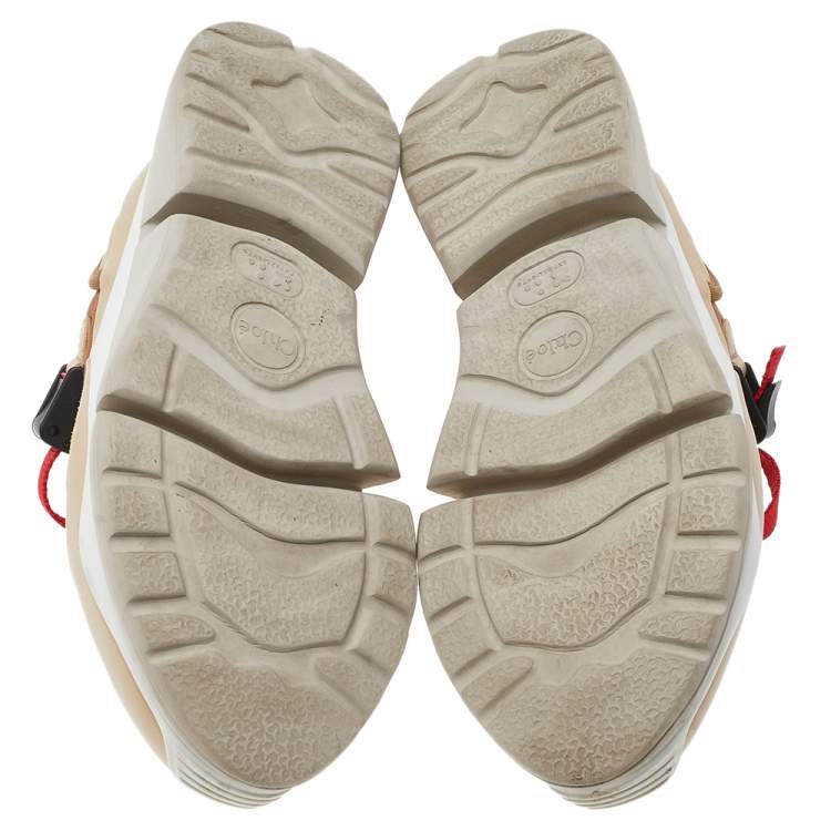 Pre Owned Chloe Multicolor Leather And Canvas Sonnie Low Top Sneakers Size 39