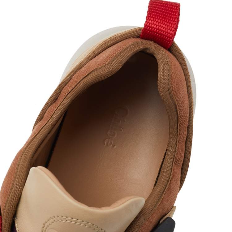 Pre Owned Chloe Multicolor Leather And Canvas Sonnie Low Top Sneakers Size 39
