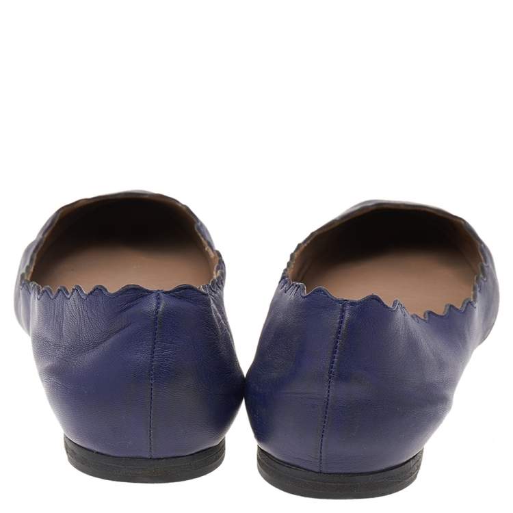 Pre Owned Chloe Blue Leather Lauren Ballet Flats Size 39