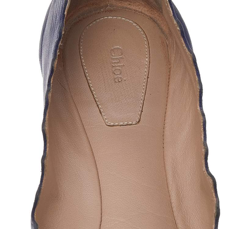 Pre Owned Chloe Blue Leather Lauren Ballet Flats Size 39