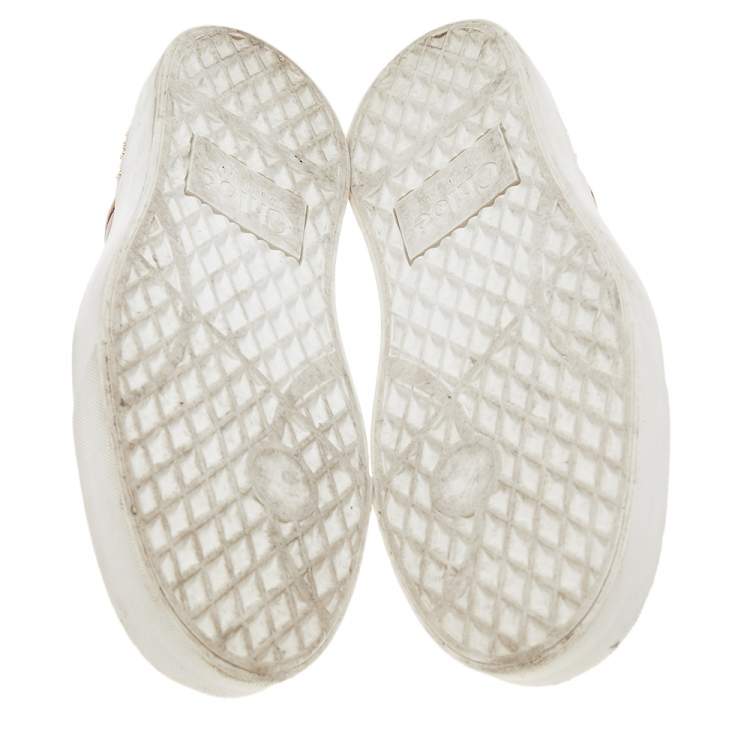 Pre Owned Chloe Beige Leather Embellished Slip On Sneakers Size 39