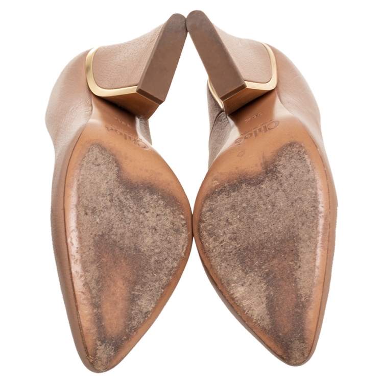 Pre Owned Chloe Beige Leather Beckie Pumps Size 36.5