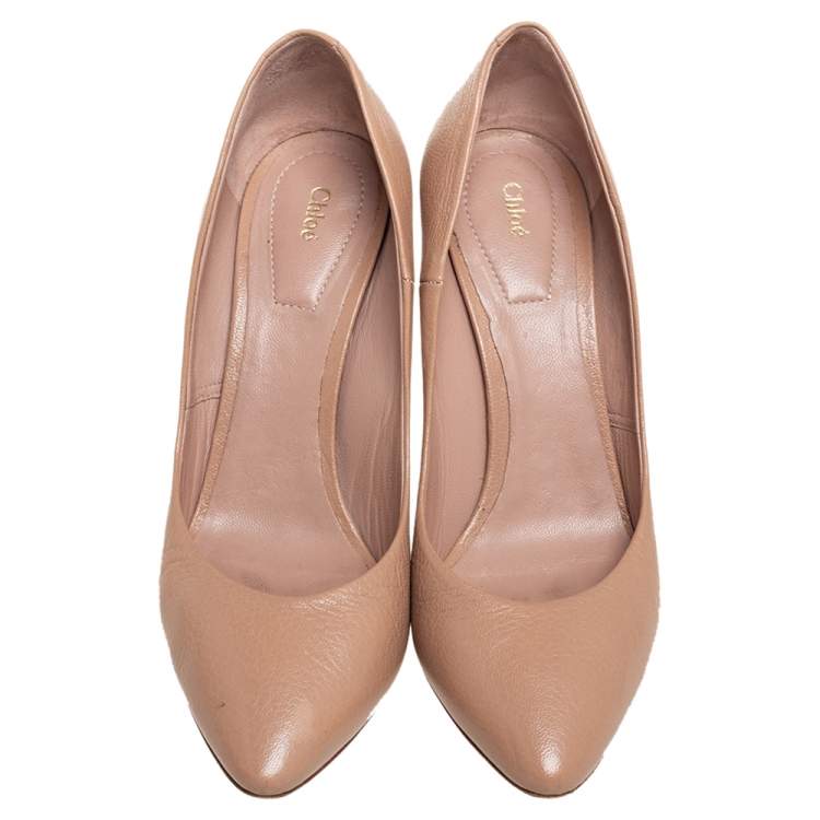Pre Owned Chloe Beige Leather Beckie Pumps Size 36.5