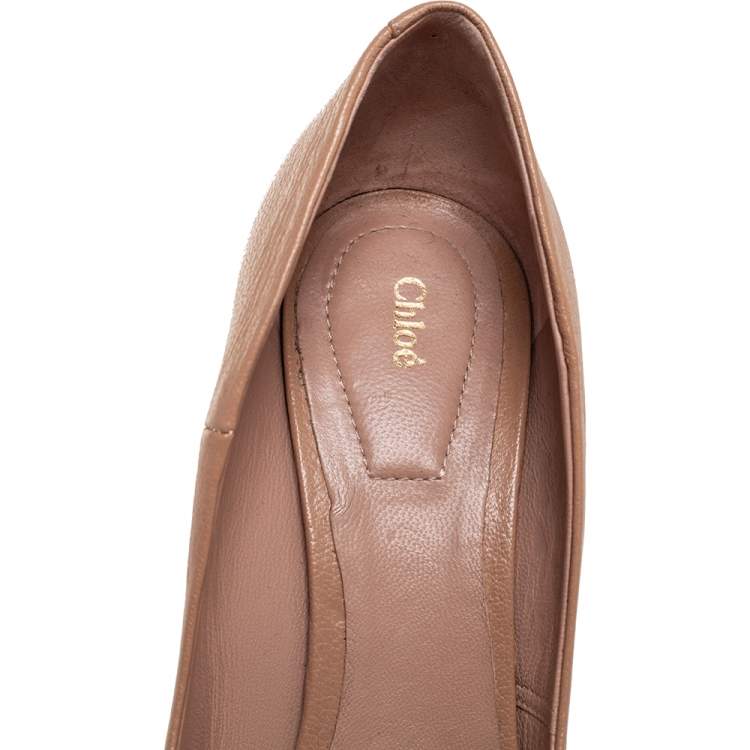 Pre Owned Chloe Beige Leather Beckie Pumps Size 36.5