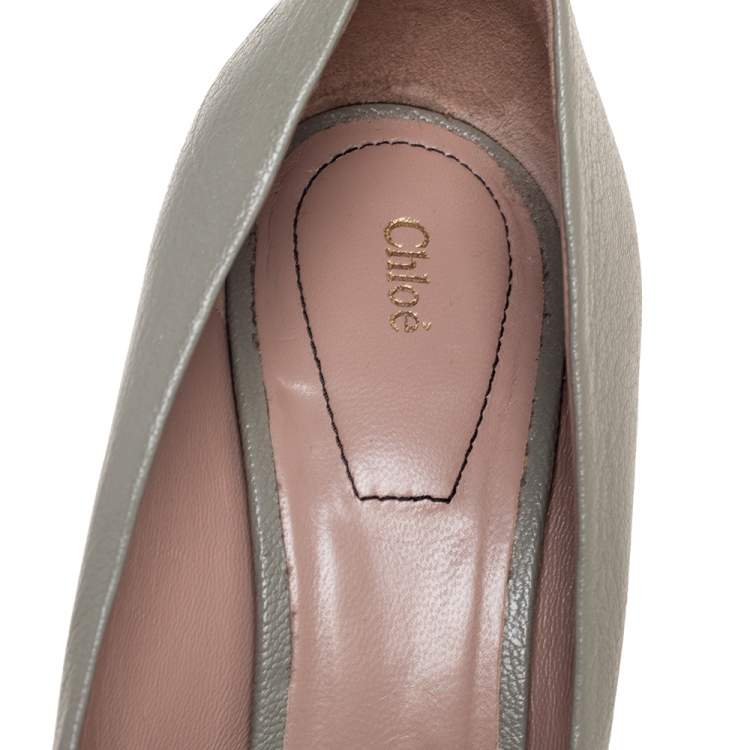 Pre Owned Chloe Grey Leather Beckie Pointed Toe Pumps Size 39.5