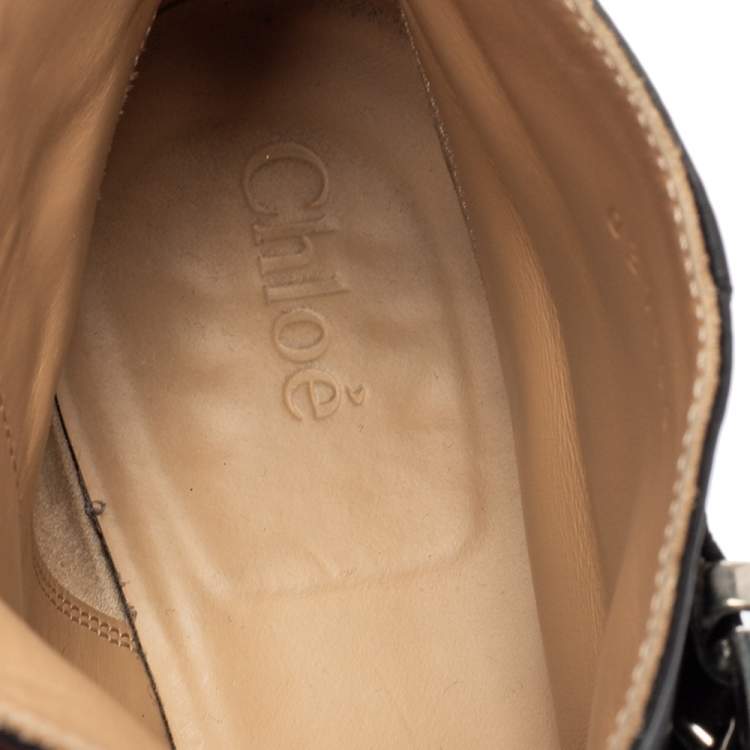 مملوكة مسبقًا Chloe Black Studded Leather Ankle Boots Size 39