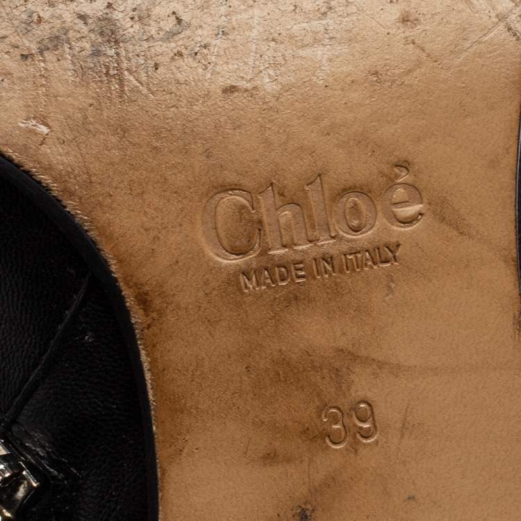 مملوكة مسبقًا Chloe Black Studded Leather Ankle Boots Size 39