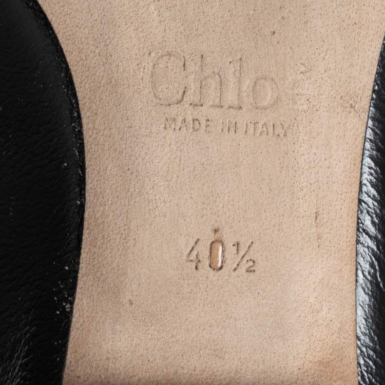 Pre Owned Chloe Black Leather Lauren Scalloped Ballet Flats Size 40.5 