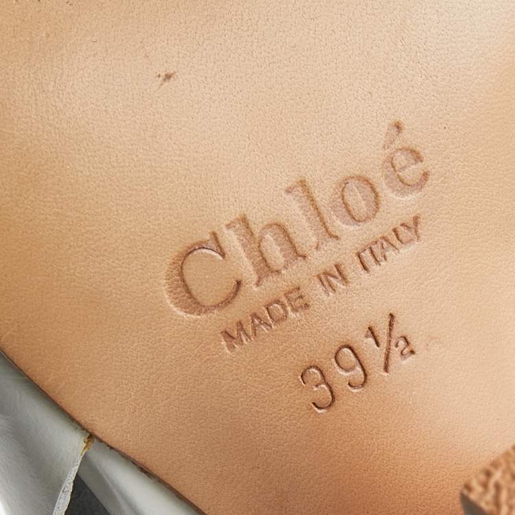 Pre Owned Chloe Off White Leather Pee Toe Ankle Strap Sandals Size 39.5