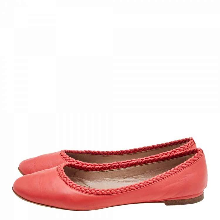 Pre Owned Chloe Red Leather Ballet Flats Size 36.5