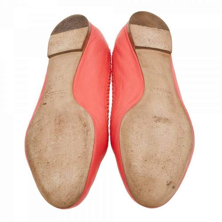 Pre Owned Chloe Red Leather Ballet Flats Size 36.5