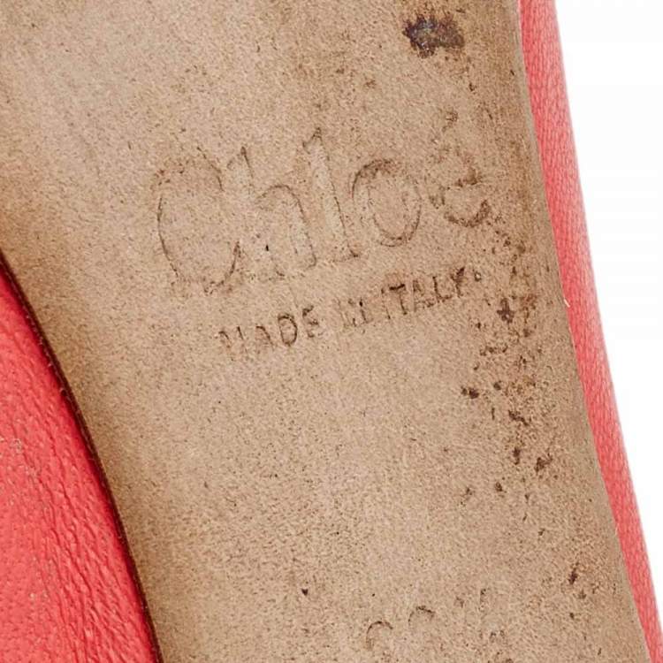Pre Owned Chloe Red Leather Ballet Flats Size 36.5