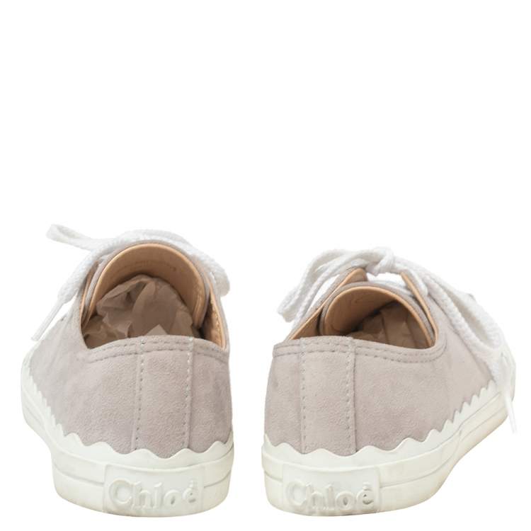Pre Owned Chloe Lauren Grey Suede Low Top Sneakers Size 38