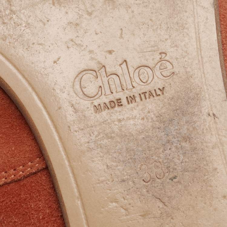 Pre Owned Chloe Rust Suede Gladiator Flat Sandals Size 38