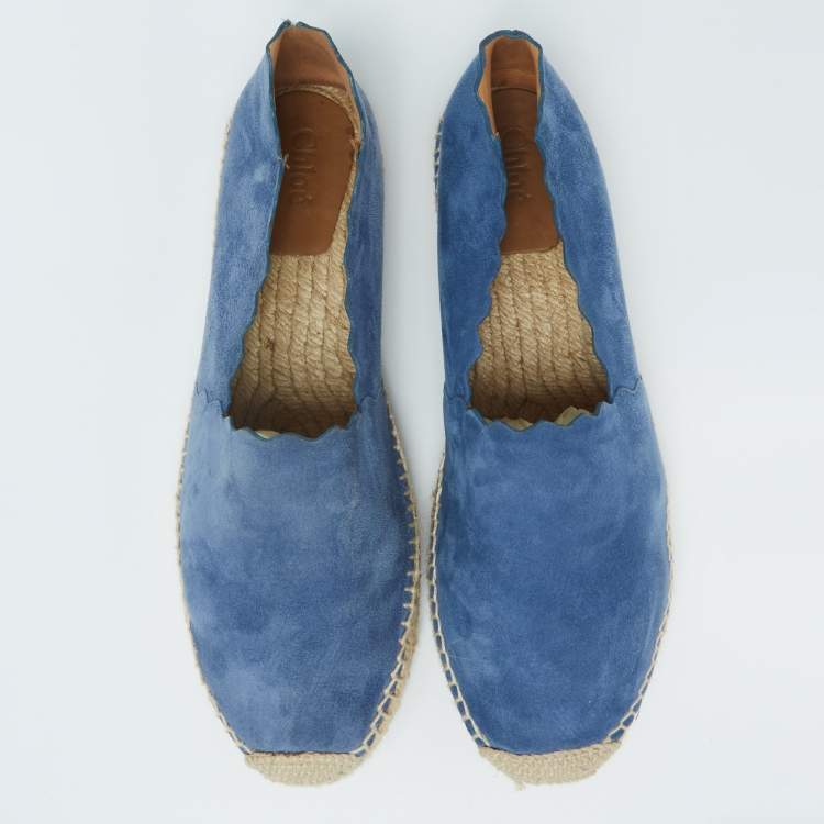 Pre Owned Chloe Blue Suede Lauren Espadrille  Flats Size 40