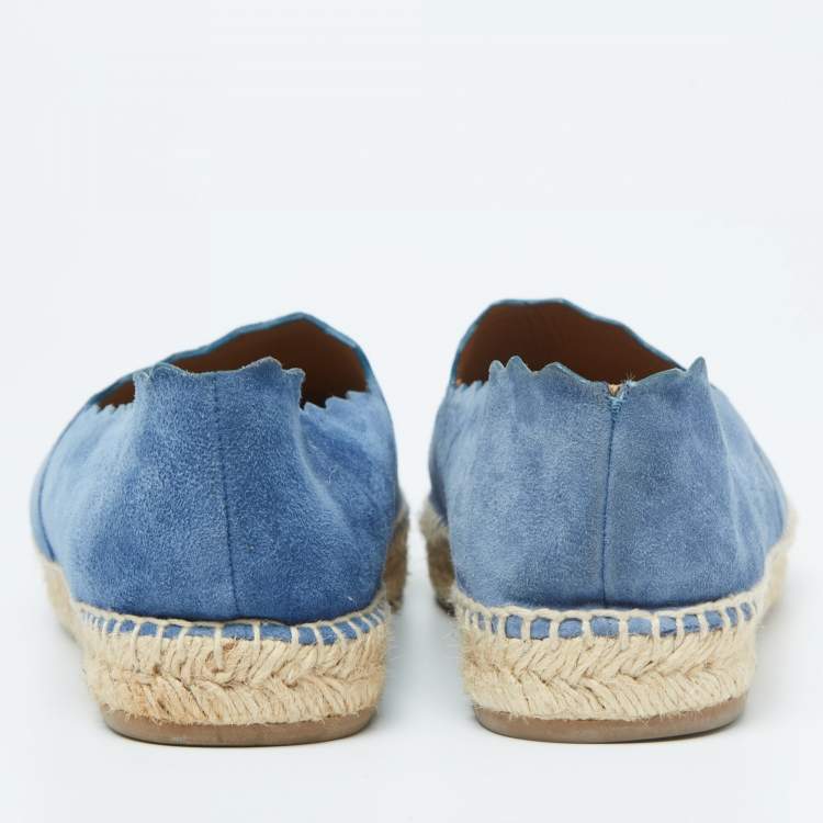 Pre Owned Chloe Blue Suede Lauren Espadrille  Flats Size 40