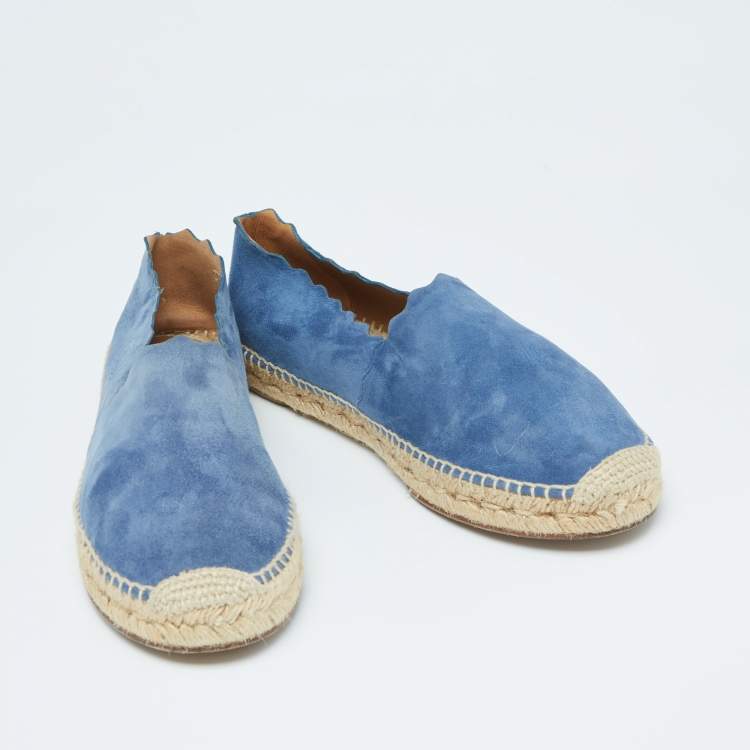 Pre Owned Chloe Blue Suede Lauren Espadrille  Flats Size 40