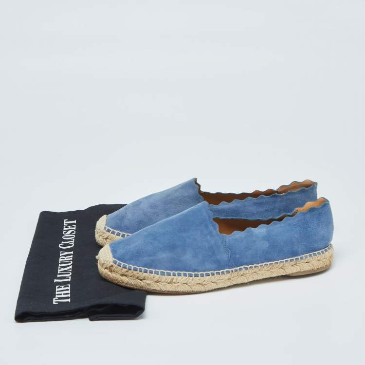 Pre Owned Chloe Blue Suede Lauren Espadrille  Flats Size 40