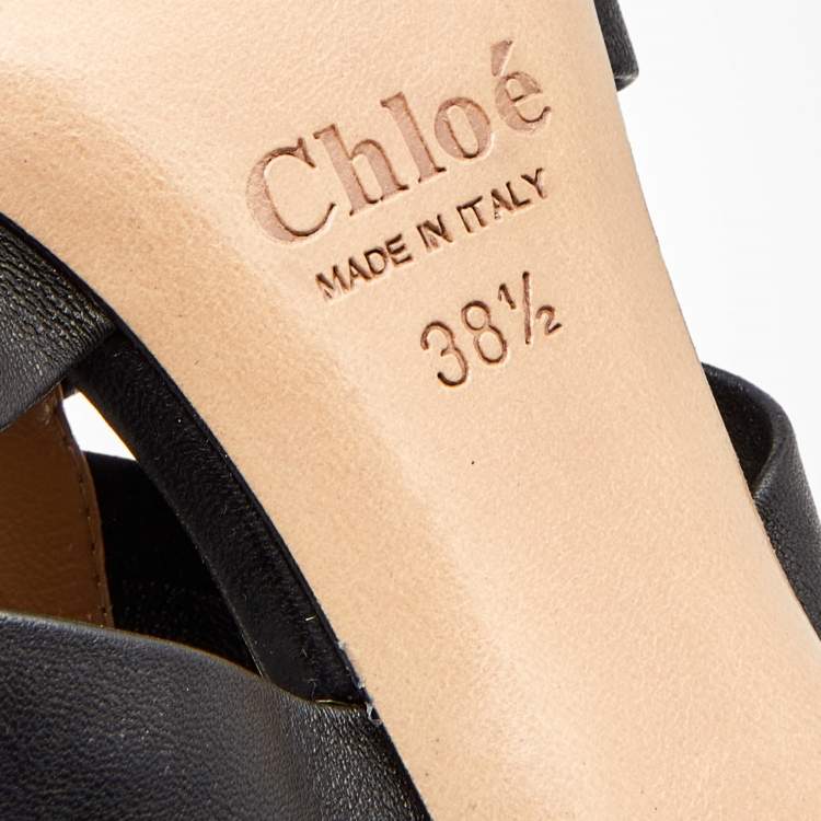 Pre Owned Chloe Black Leather Grommet Cage Sandals Size 38.5